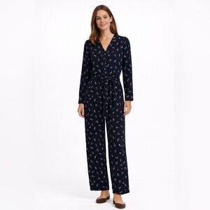 FRNCH navy & floral jumpsuit NWT